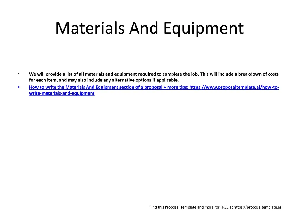 materials and equipment