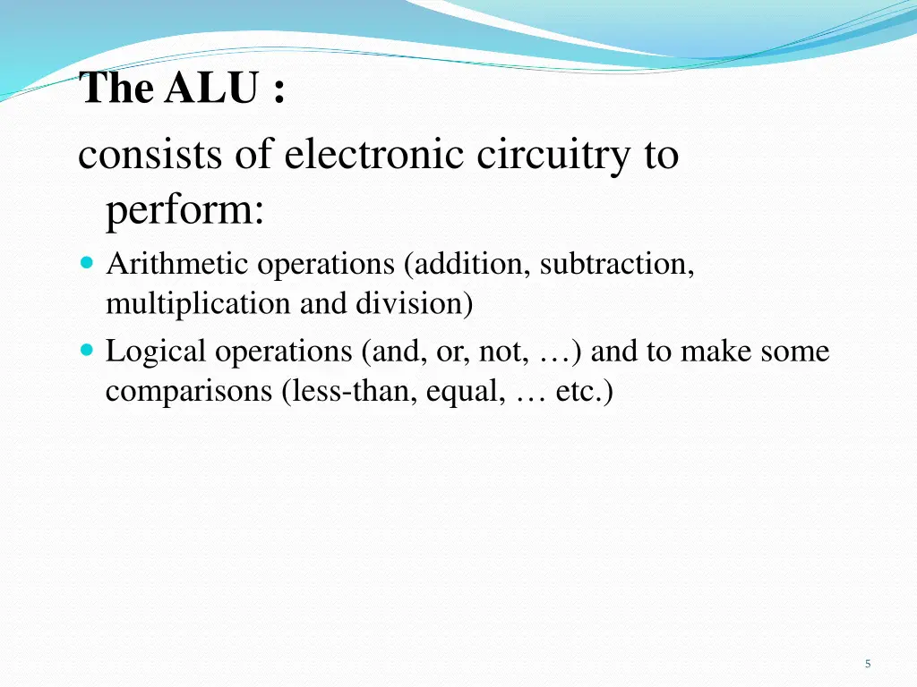 the alu consists of electronic circuitry