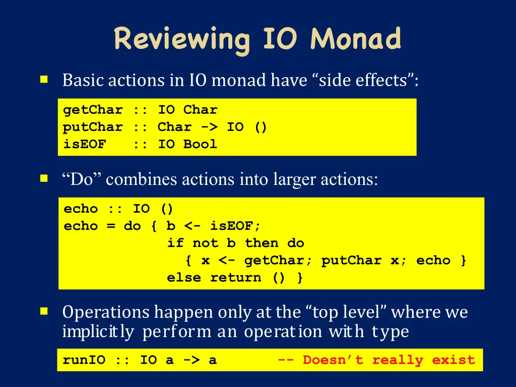 reviewing io monad