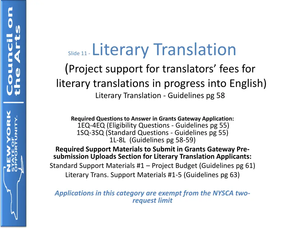 slide 11 literary translation project support