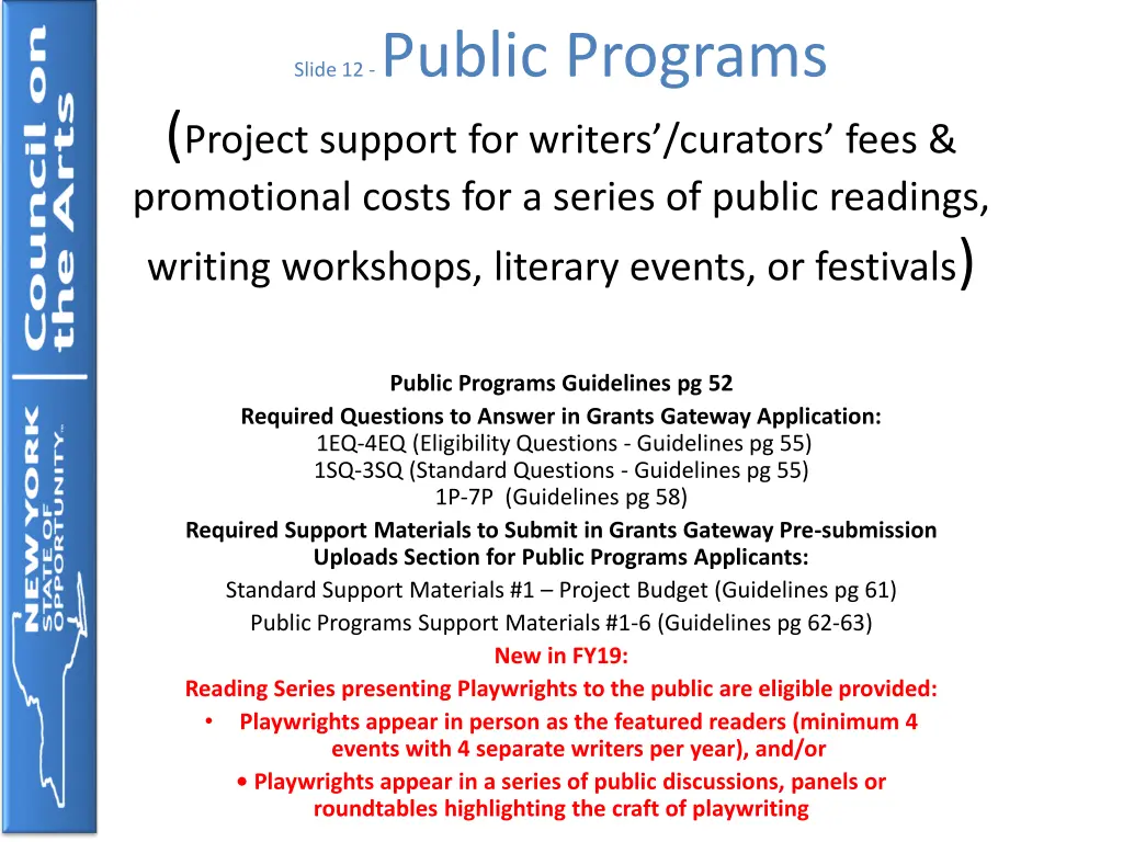 slide 12 public programs project support