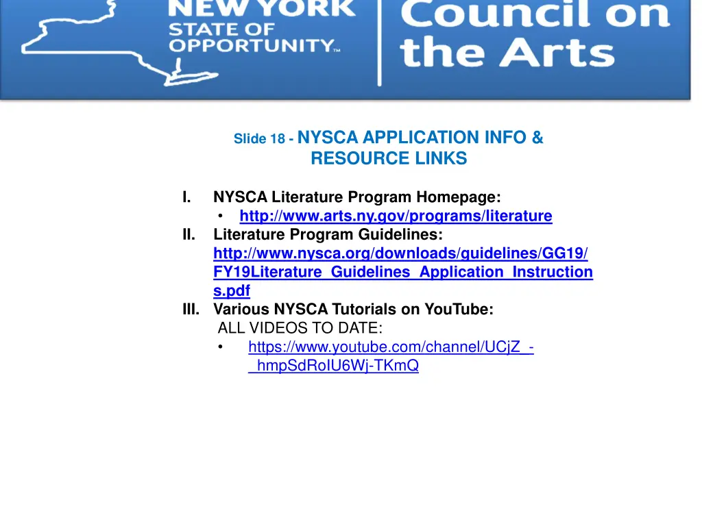 slide 18 nysca application info resource links