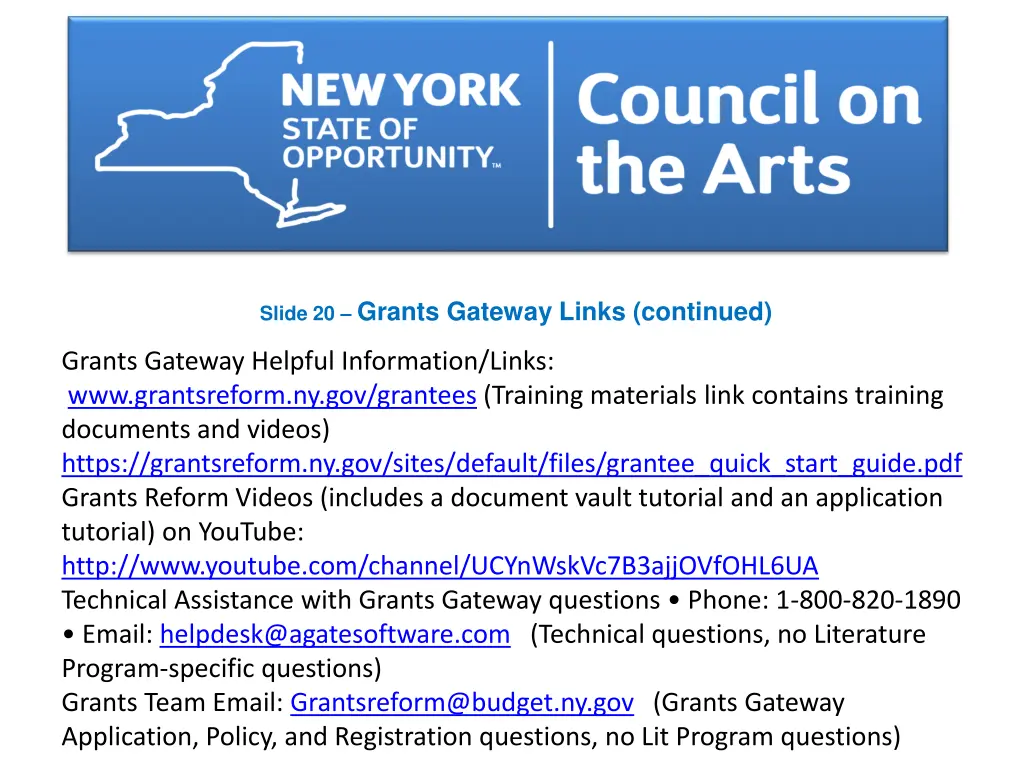 slide 20 grants gateway links continued