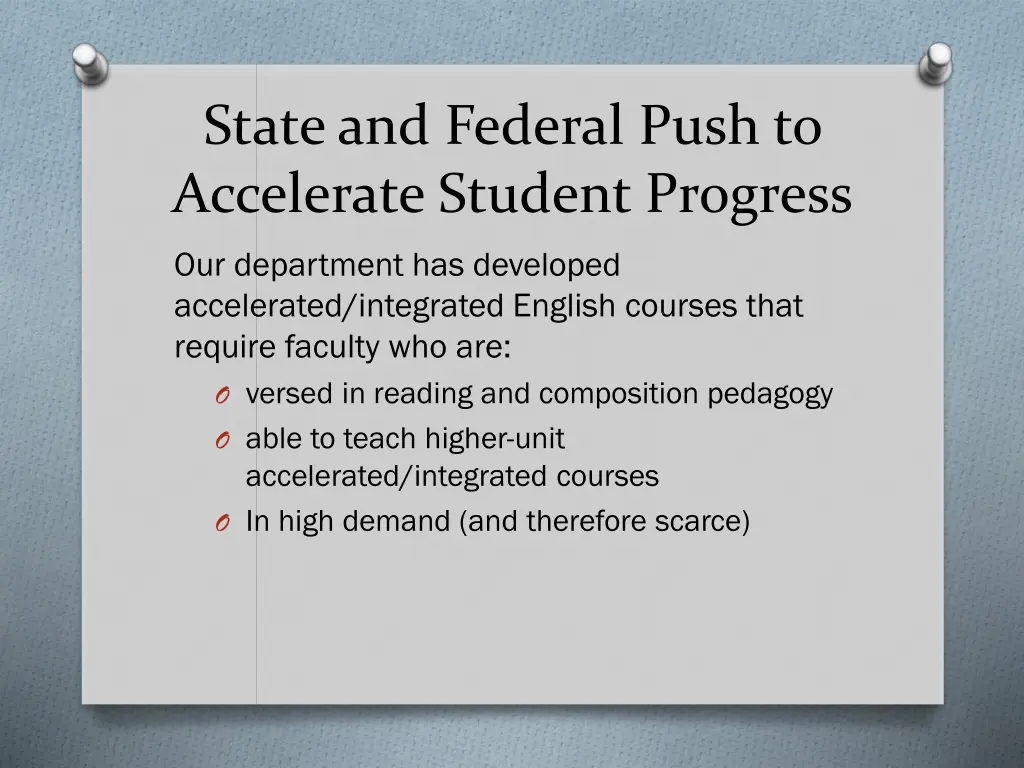 state and federal push to accelerate student