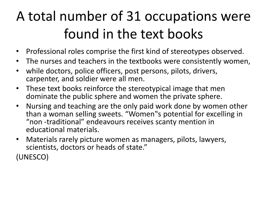 a total number of 31 occupations were found