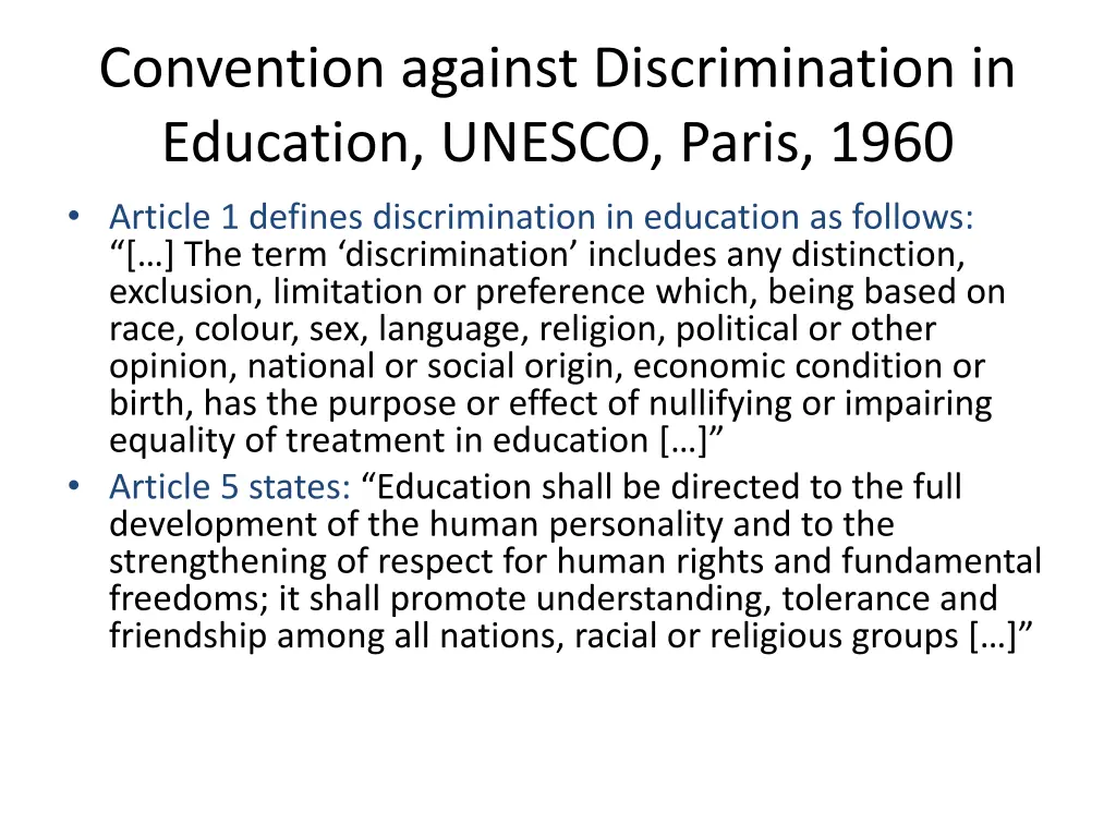 convention against discrimination in education