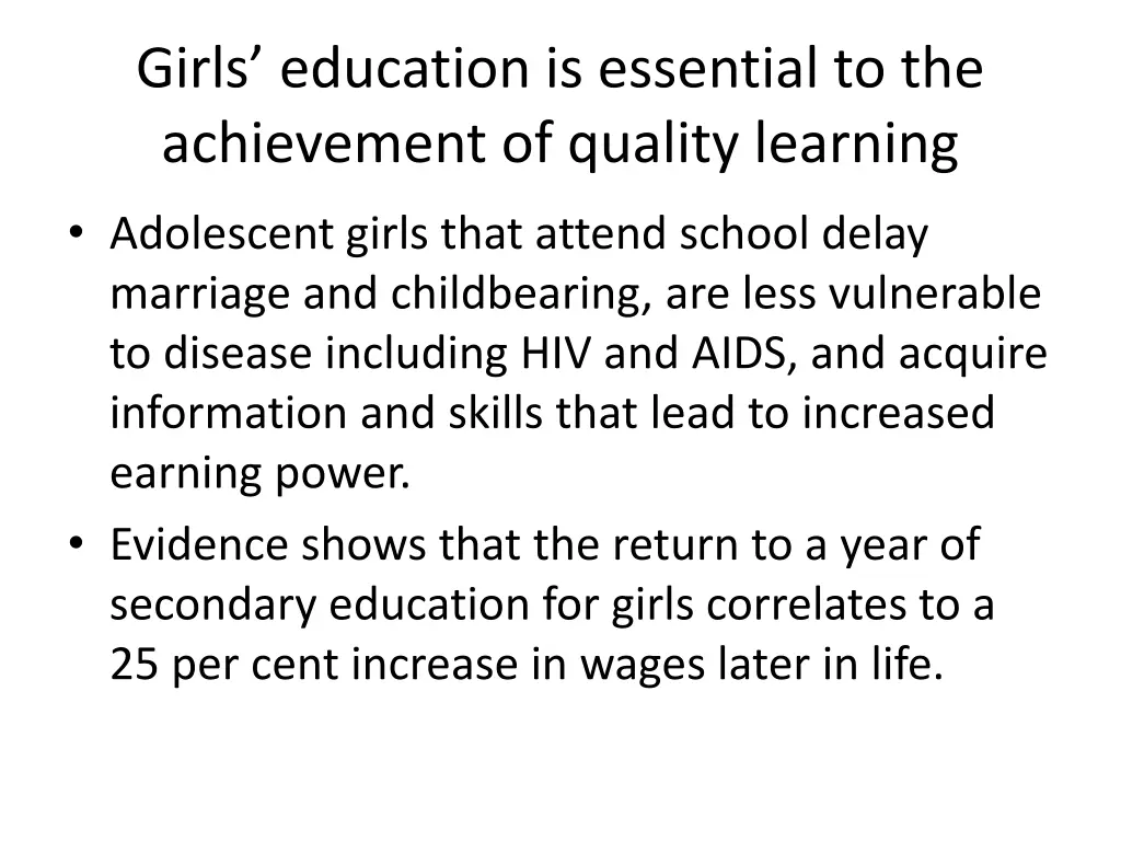 girls education is essential to the achievement
