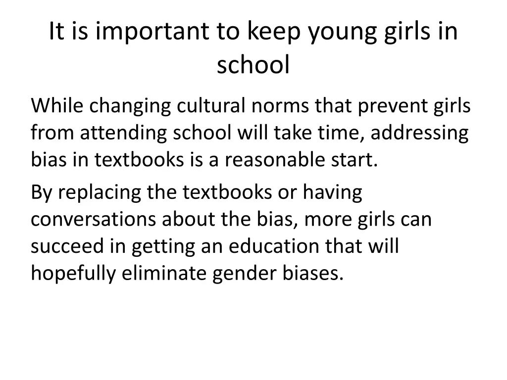 it is important to keep young girls in school