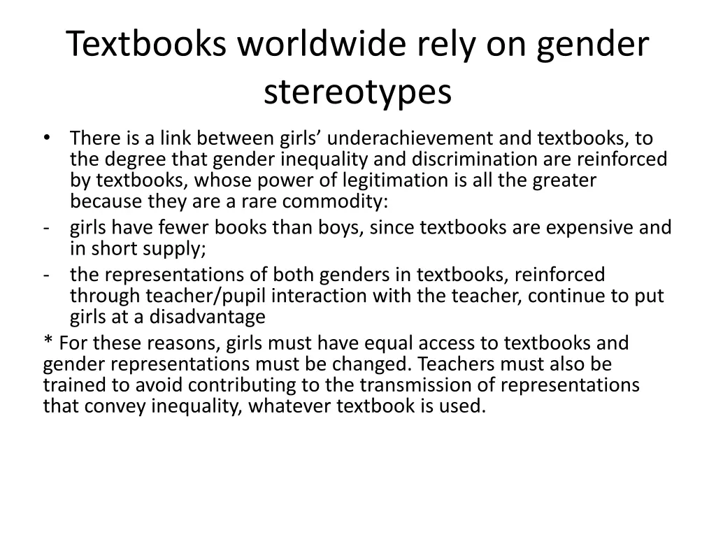textbooks worldwide rely on gender stereotypes