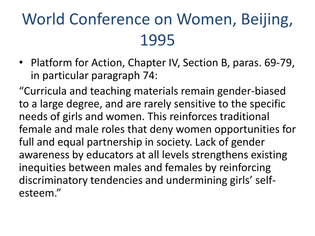 world conference on women beijing 1995 platform