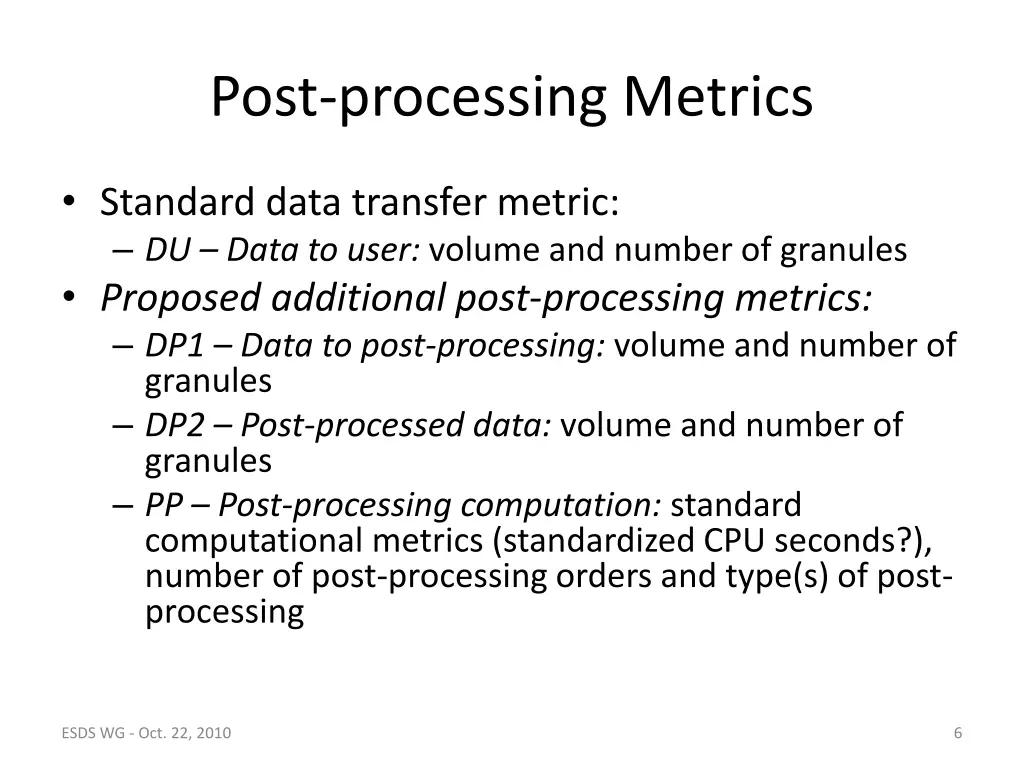 post processing metrics 1