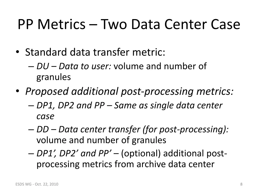 pp metrics two data center case
