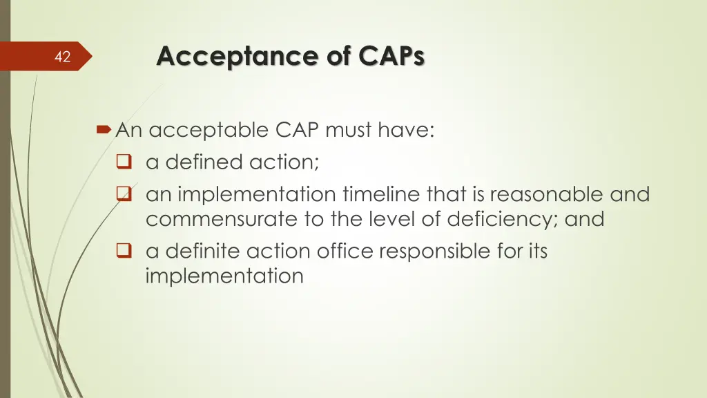 acceptance of caps
