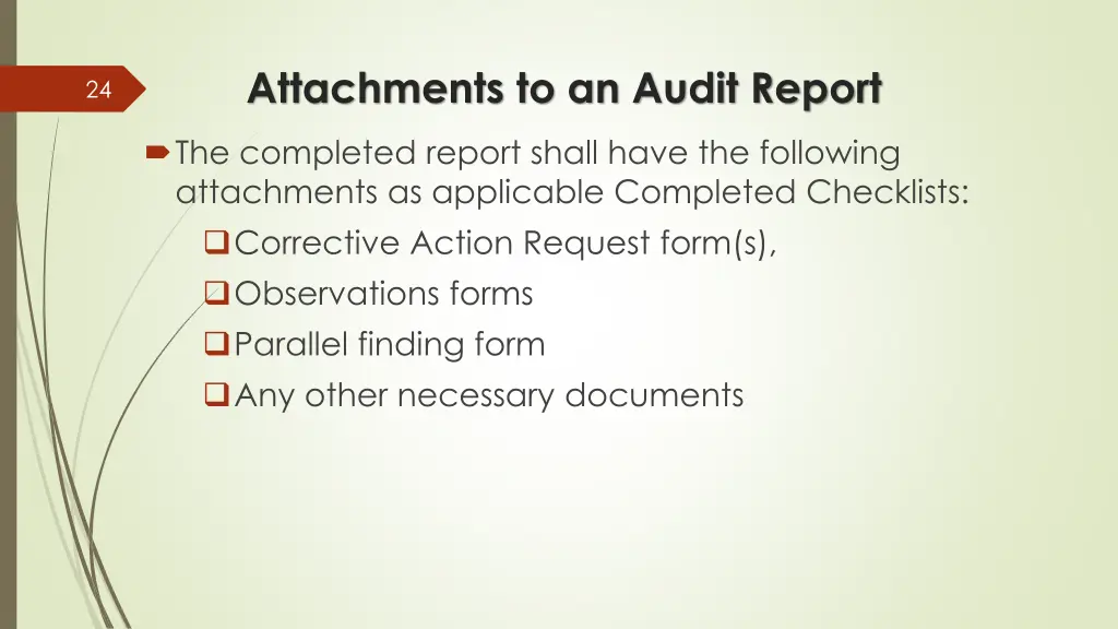 attachments to an audit report