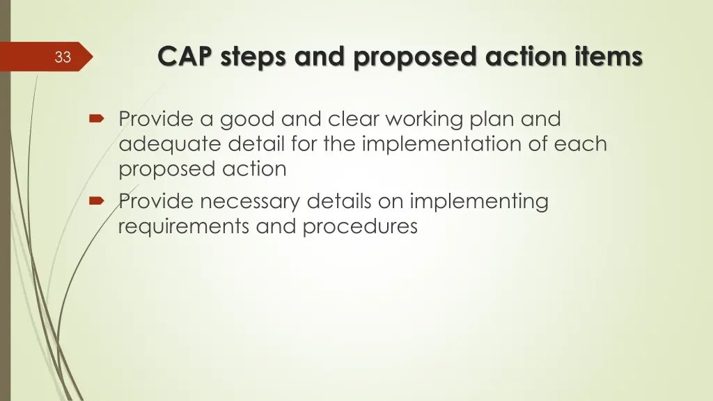 cap steps and proposed action items 1