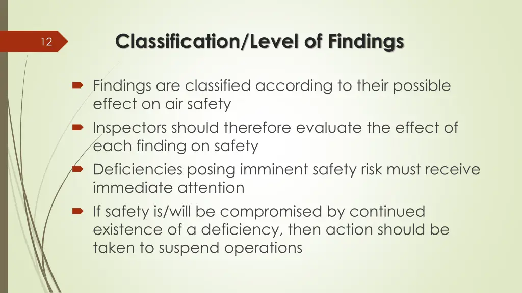 classification level of findings
