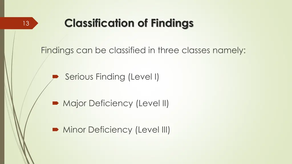 classification of findings