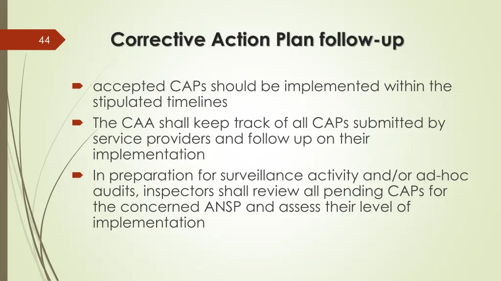 corrective action plan follow up