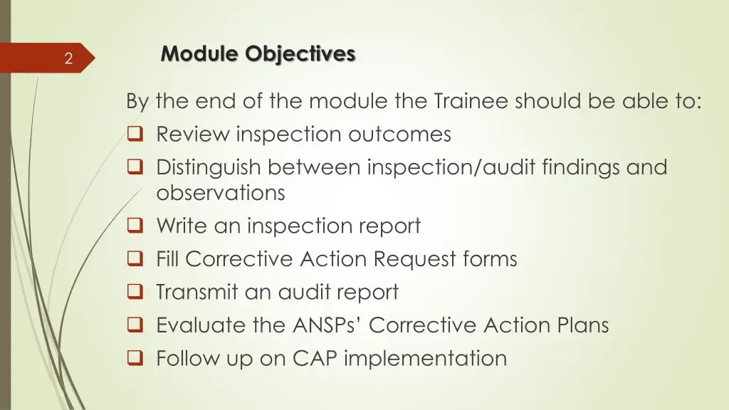 module objectives