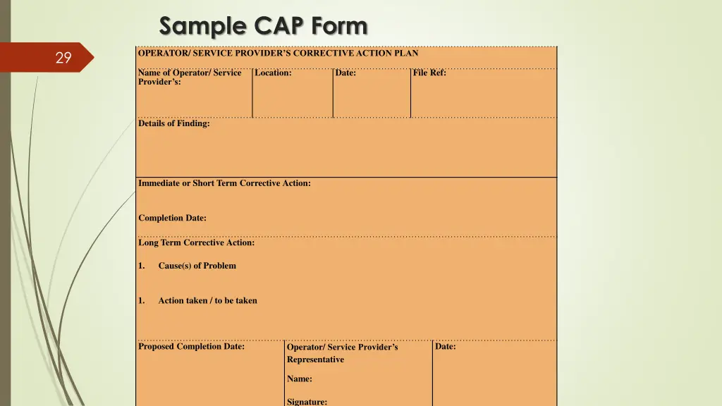 sample cap form