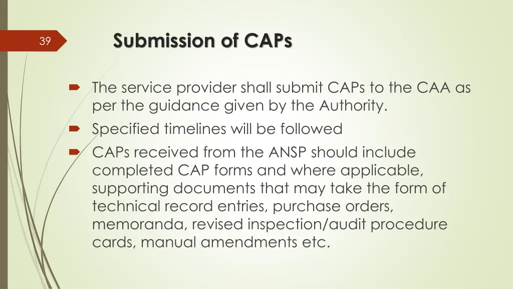 submission of caps