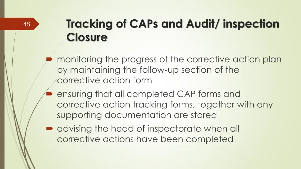 tracking of caps and audit inspection closure 2