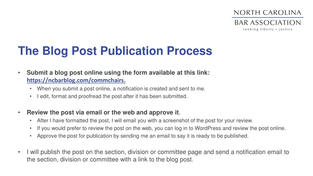 the blog post publication process