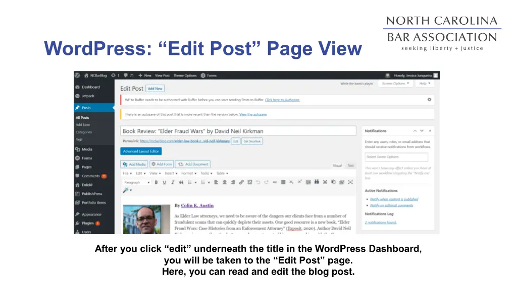wordpress edit post page view