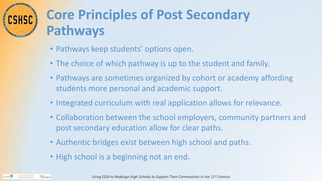 core principles of post secondary pathways