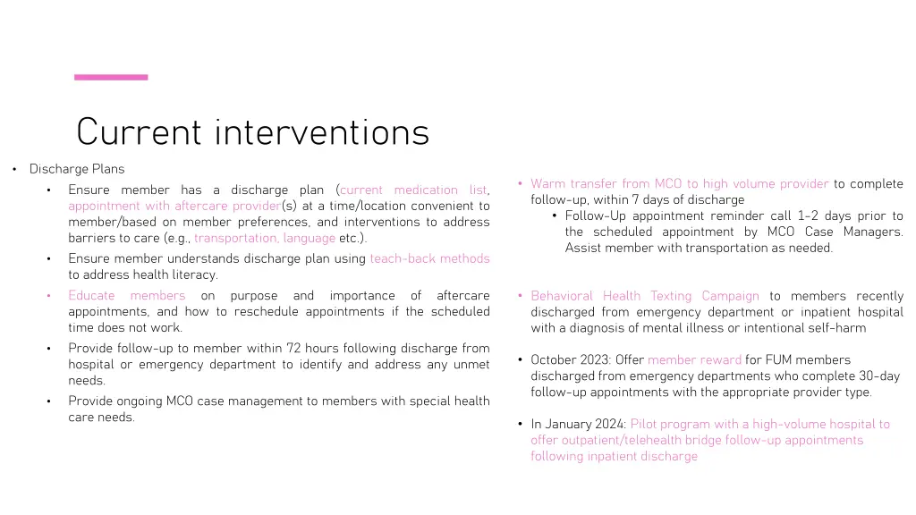 current interventions