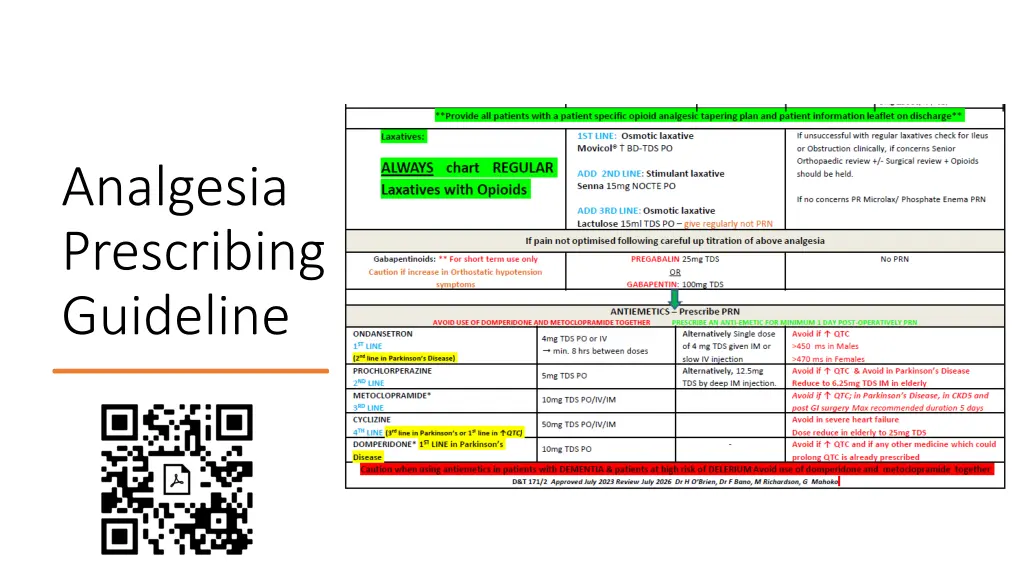 analgesia prescribing guideline 1