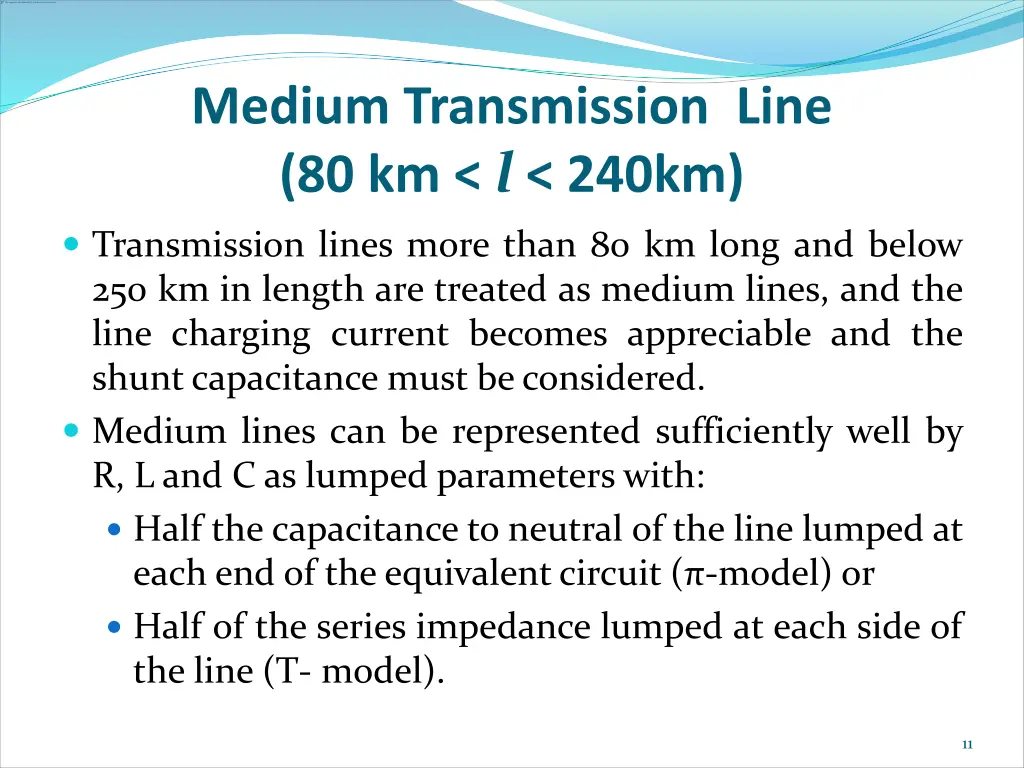 medium transmission line 80 km l 240km