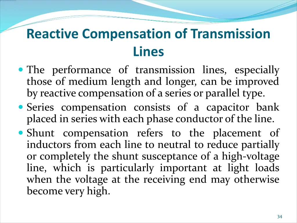 reactive compensation of transmission lines