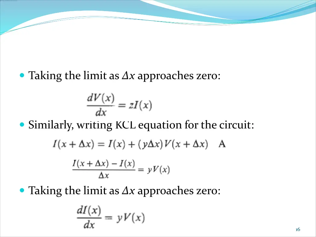 taking the limit as x approaches zero