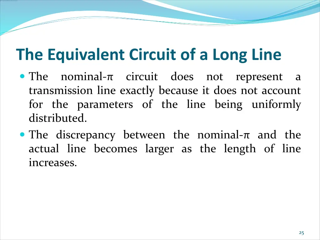 the equivalent circuit of a long line