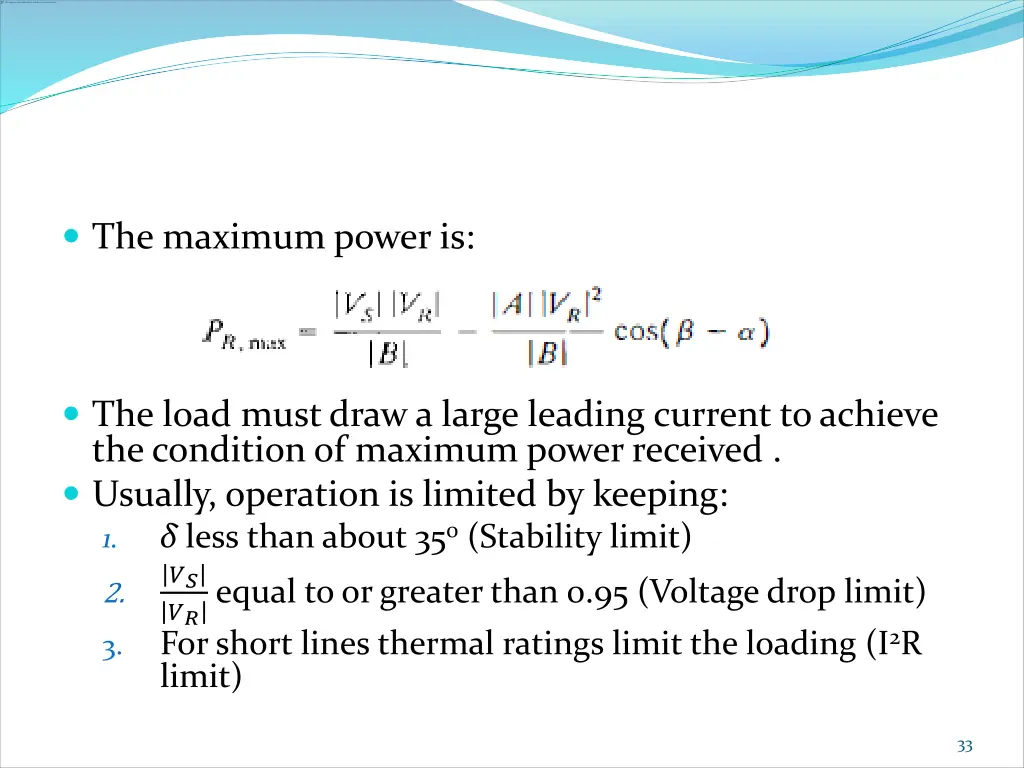 the maximum power is
