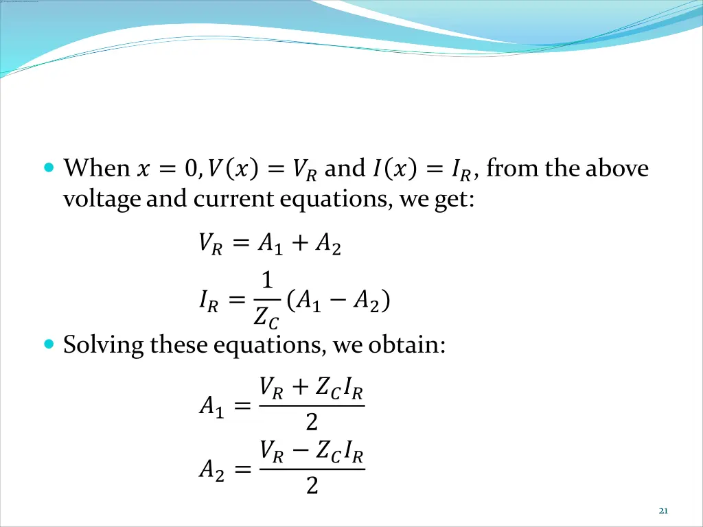 when 0 and from the above voltage and current