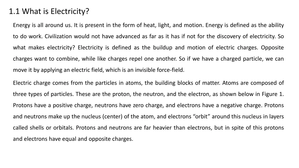 1 1 what is electricity
