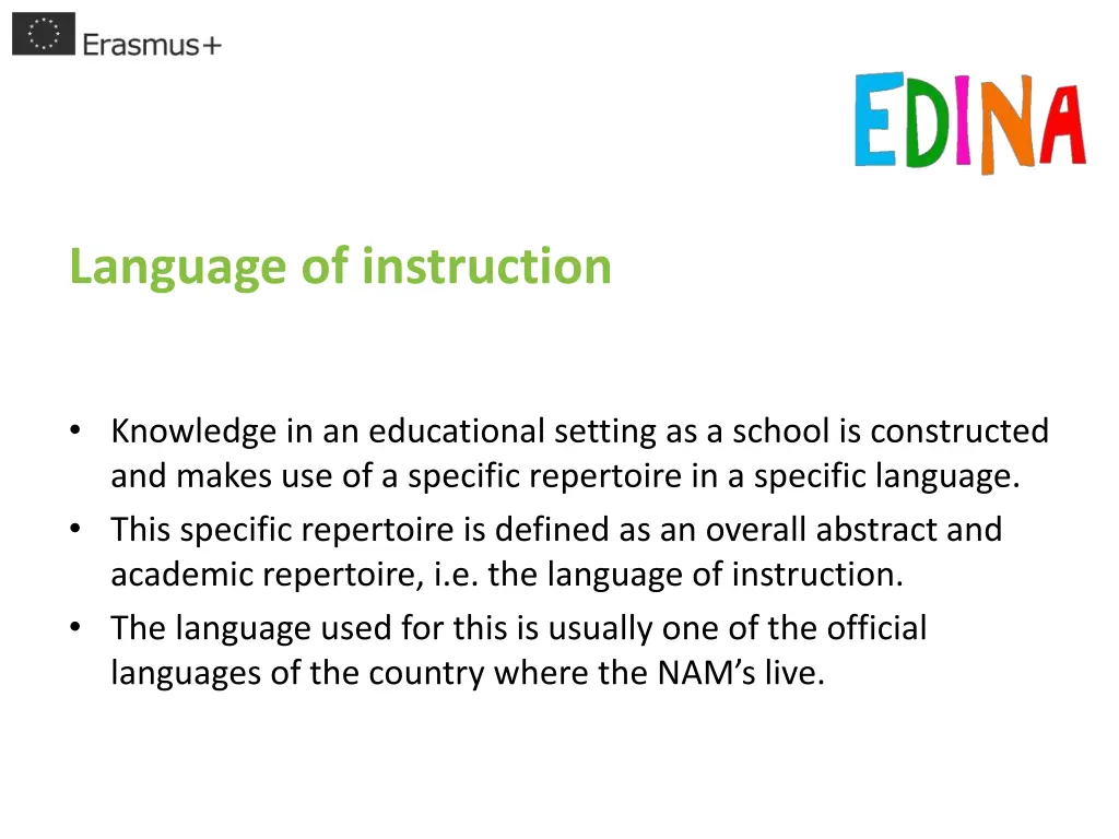 language of instruction