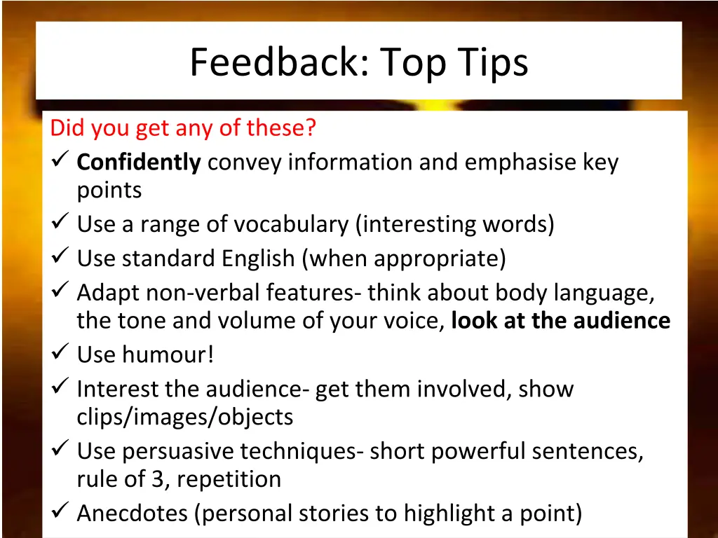feedback top tips