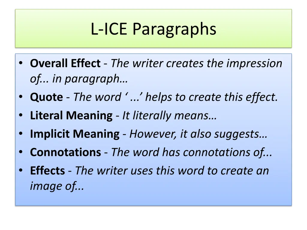 l ice paragraphs