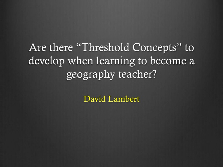 are there threshold concepts to develop when