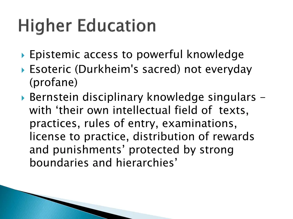 epistemic access to powerful knowledge esoteric