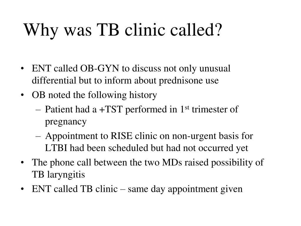why was tb clinic called