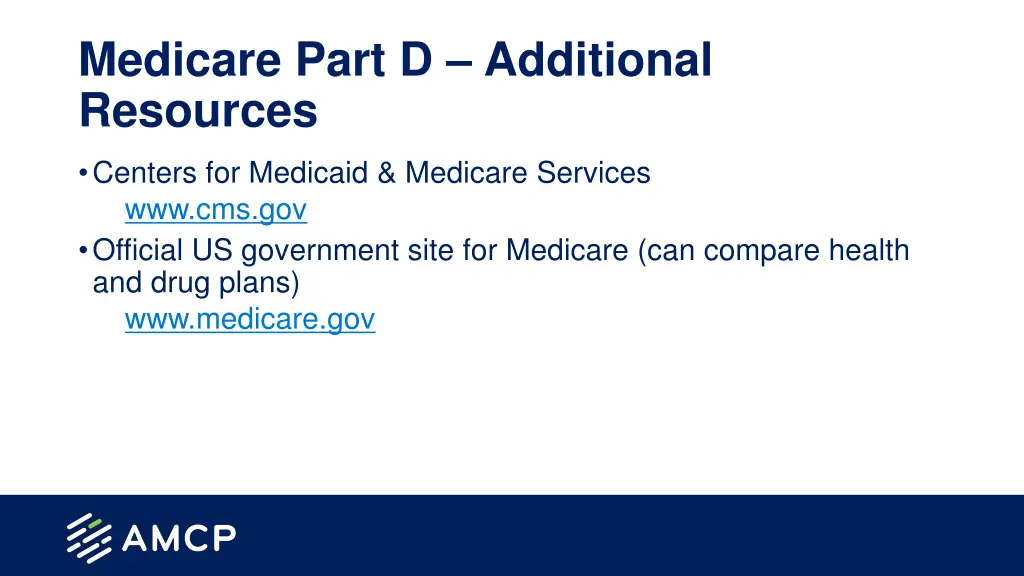 medicare part d additional resources