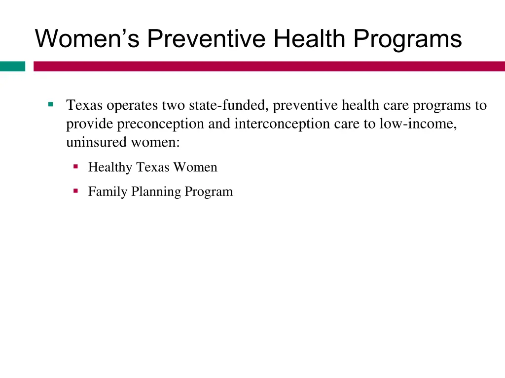 women s preventive health programs