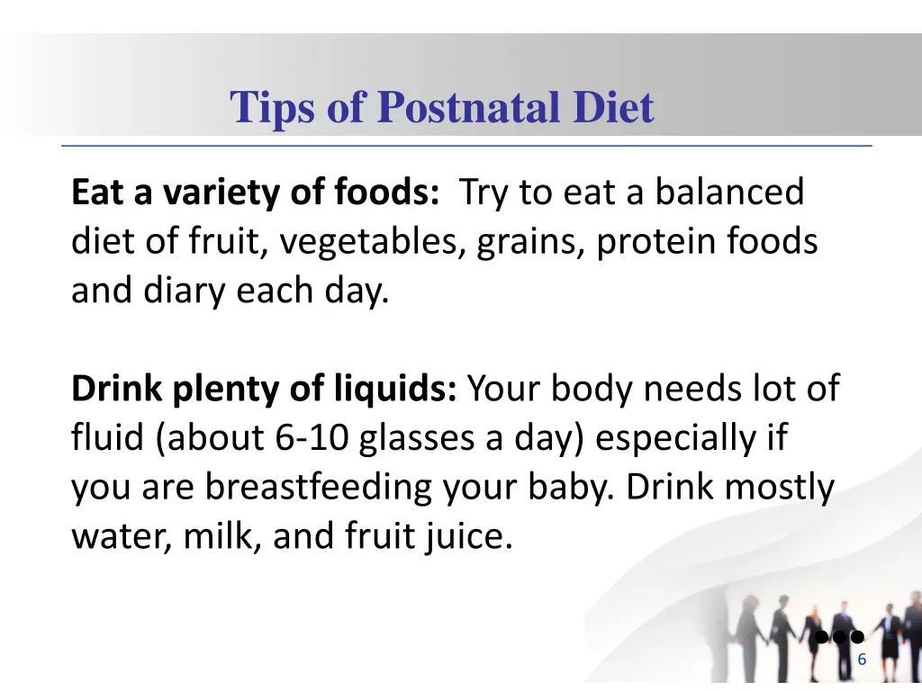 tips of postnatal diet