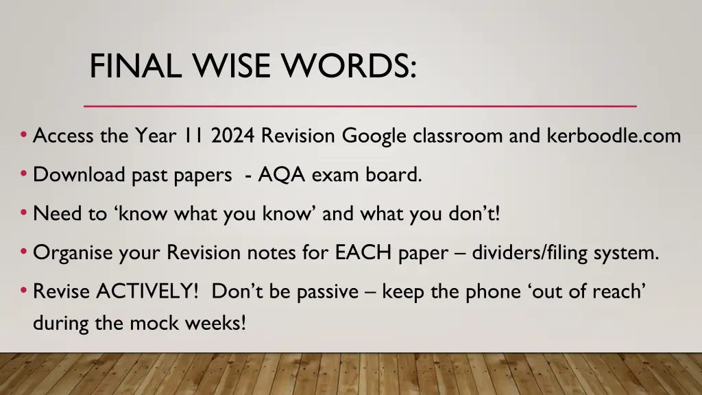 final wise words