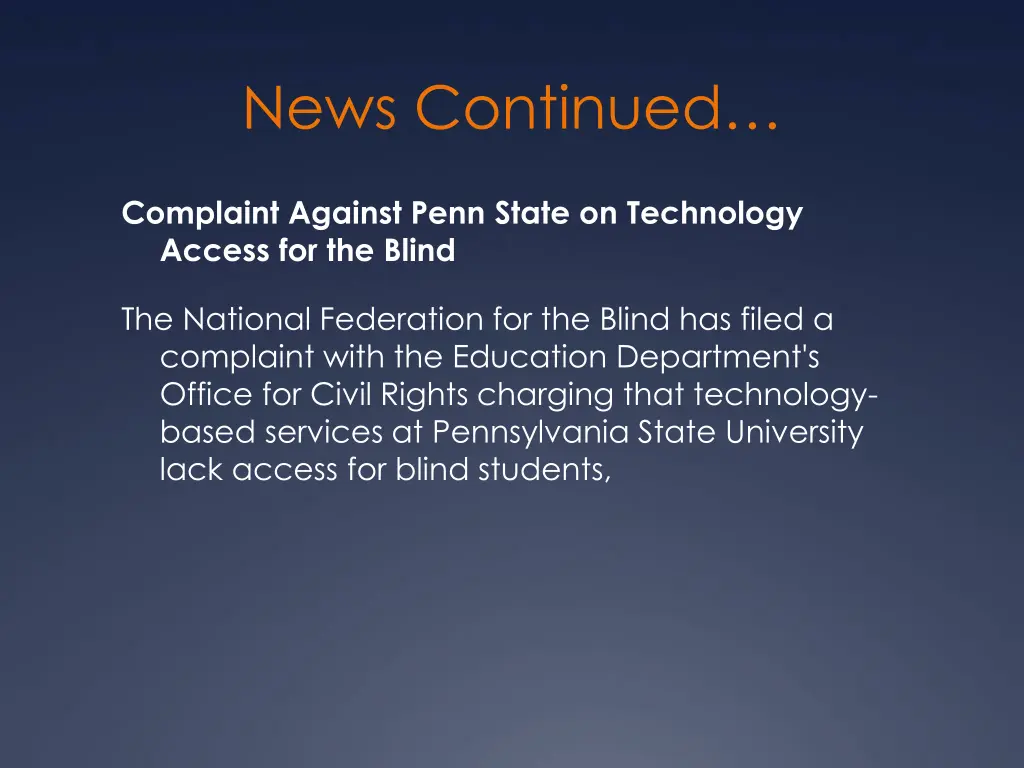 news continued
