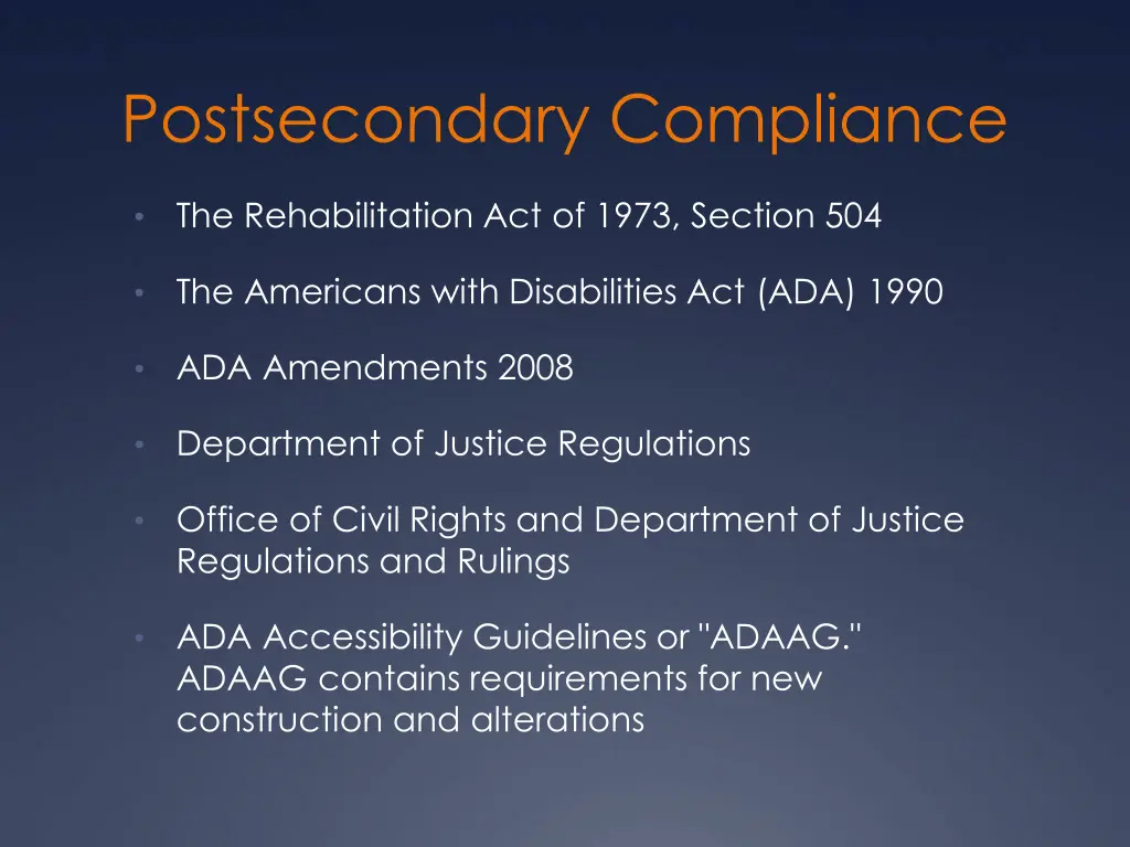 postsecondary compliance